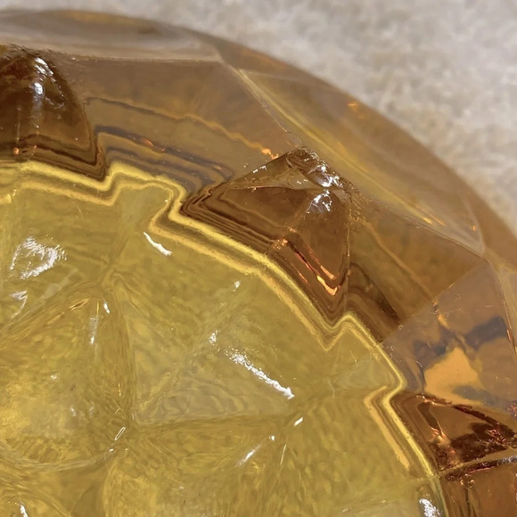 Vintage Anchor Hocking Fairfield Round Amber Glass Ashtray Trinket  Dish - Picture 10 of 13